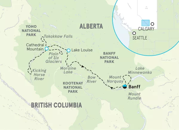 Canadian Rockies Multi-Adventure Tour map
