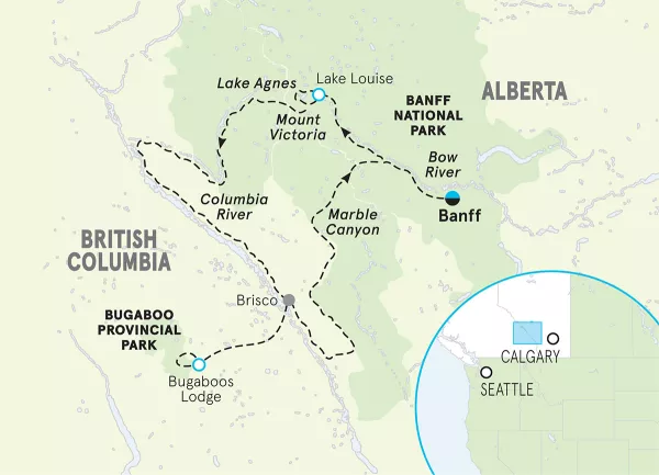 Canadian Rockies Heli-Hiking Tour map