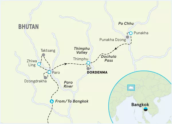 Bhutan Family Multi-Adventure Tour map