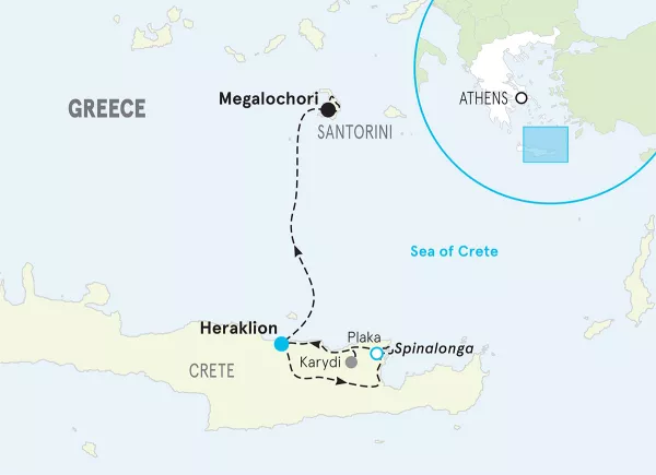 Greece Santorini &amp; Crete Family Multi-Adventure Tour map