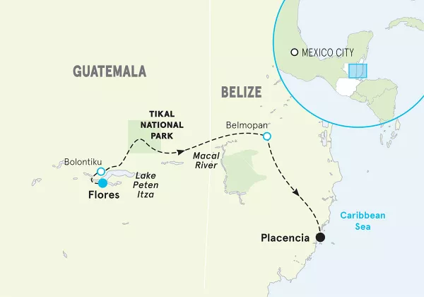 Guatemala and Belize map