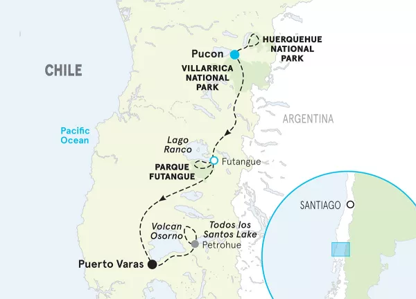 Chile Family Multi-Adventure Tour map