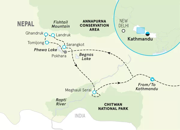 Nepal Lodge-to-Lodge Trekking Tour map