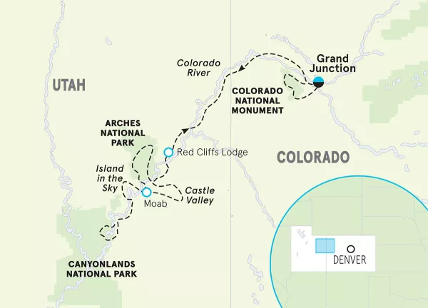 Utah Arches &amp; Canyonlands Easygoing Walking Tour map
