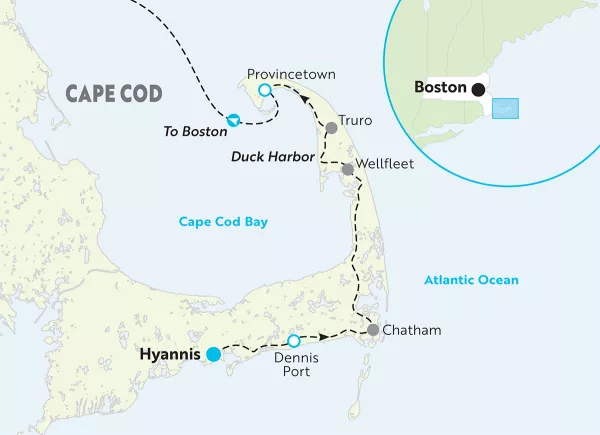 Massachusetts Cape Cod Bike Tour map