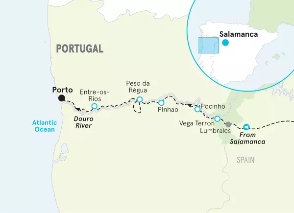 Portugal Douro River Cruise Bike Tour map