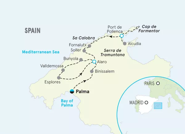 Spain Mallorca Bike Tour map