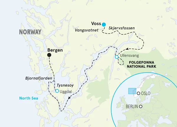 Norway Fjords Family Multi-Adventure Tour map