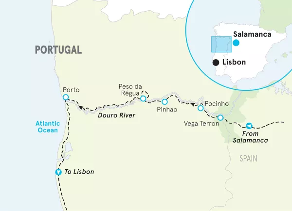 Portugal's Douro River Cruise Hiking &amp; Walking Tour map