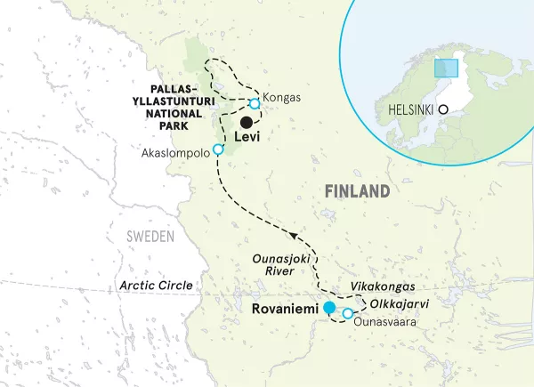 Finland Hiking and Walking Tour map