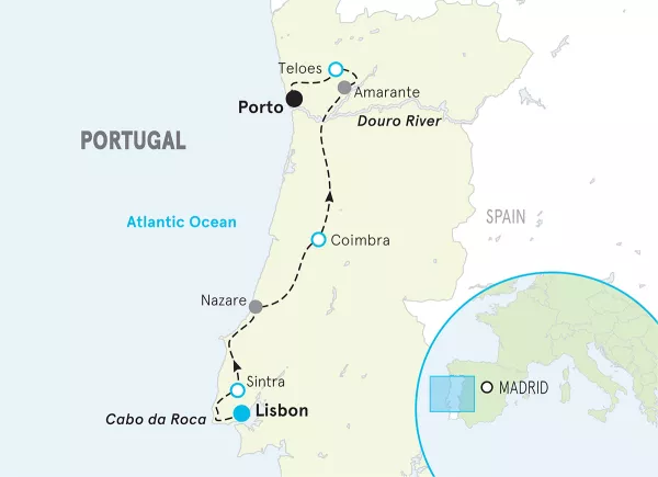Portugal Walking &amp; Hiking Tour map