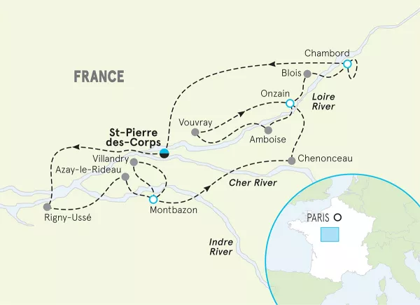 France Loire Valley Bike Tour map