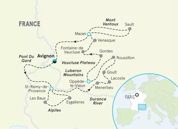 France Provence Bike Tour map