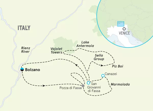 Italy Dolomites Hiking and Walking Tour map