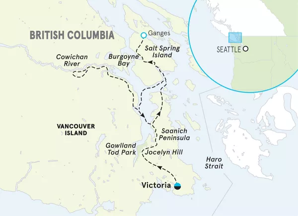 Canada Gulf Islands Multi-Adventure Tour map