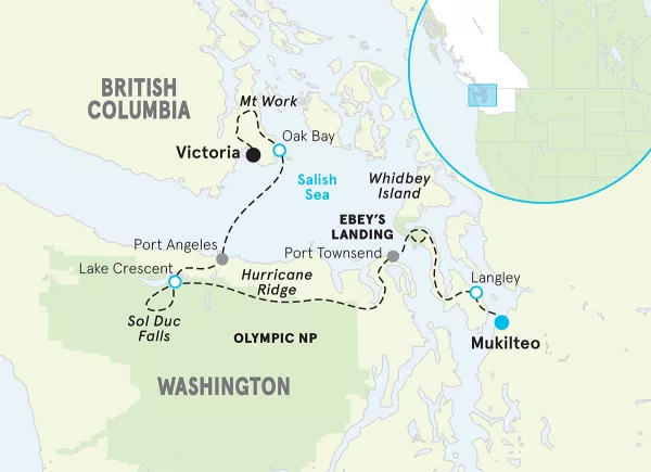 Olympic Peninsula to British Columbia Hiking and Walking Tour map