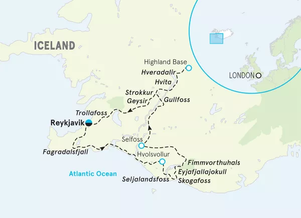 Iceland Multi-Adventure Tour map