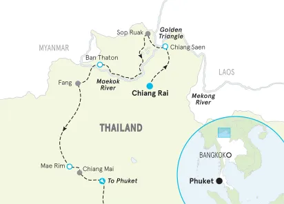 Thailand Bike Tour map