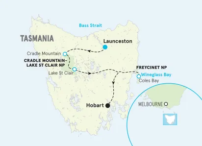 Tasmania Multi-Adventure Tour map