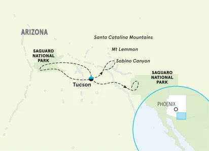 Arizona Saguaro & Tucson Multi-Adventure Tour map