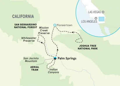 California Palm Springs & Joshua Tree Family Multi-Adventure Tour map