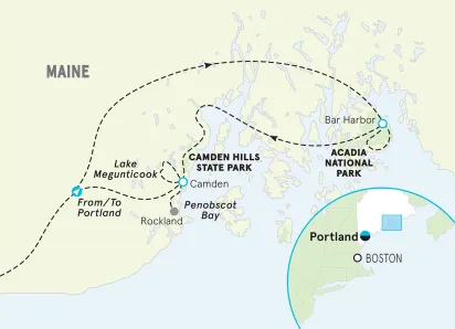 Maine Acadia Bike Tour map