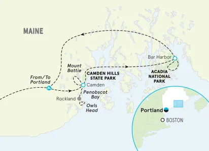 Maine Acadia Multi-Adventure Tour map