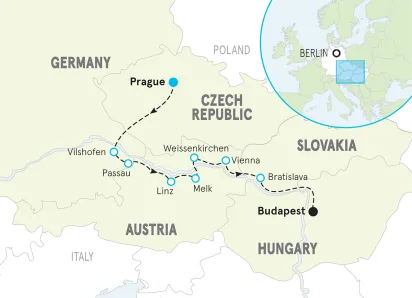 Danube River Cruise Easygoing E-bike Tour map