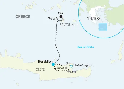 Greece Santorini & Crete Family Multi-Adventure Tour map