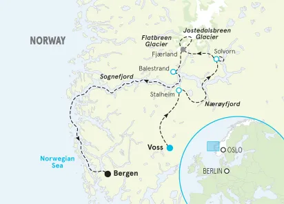 Norway Fjords Family Walking and Hiking Tour map