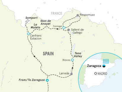 Spain Pyrenees Lodge-to-Lodge Hiking Tour map