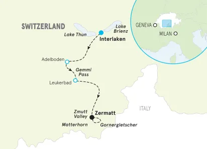 Switzerland Walking & Hiking Tour map