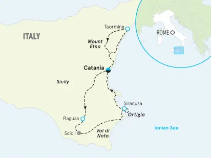 Italy Sicily Family Multi-Adventure Tour map