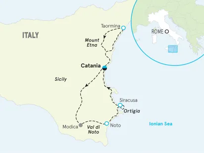 Italy Sicily Family Multi-Adventure Tour map