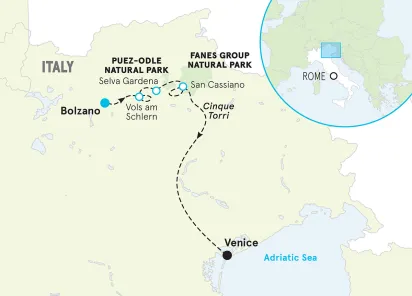 Italy Dolomites Walking & Hiking Tour map