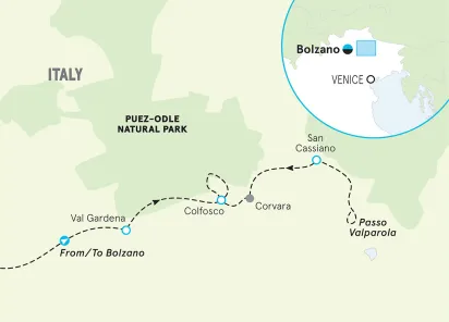 Italy Dolomites Hut-to-Hut Family Hiking Tour map