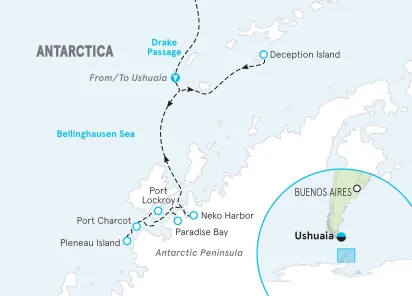 Antarctica Ocean Cruise Multi-Adventure Tour map
