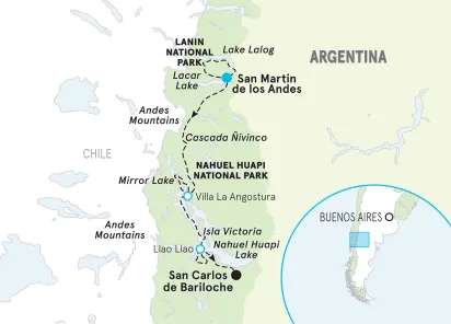 Argentina Patagonia Lake District Family Multi-Adventure Tour map