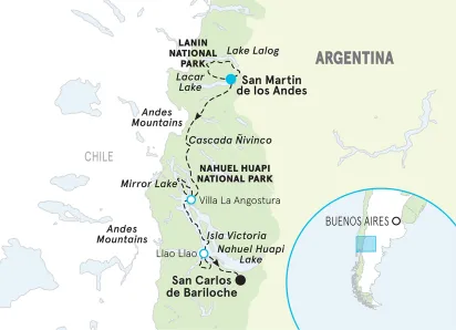 Argentina Patagonia Lake District Family Multi-Adventure Tour map