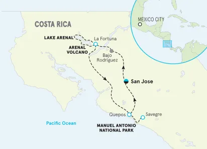 Costa Rica Jungles & Volcanoes Family Multi-Adventure Tour map