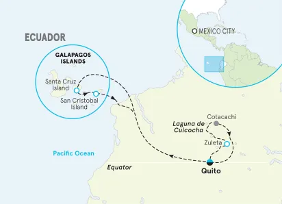Ecuador Galapagos and Andes Family Multi-Adventure map