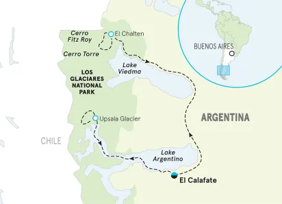 Argentina Patagonia Women Walking & Hiking Tour map