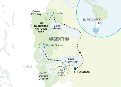 Argentina Patagonia Walking & Hiking Tour map