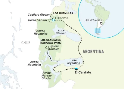 Argentina Patagonia Walking & Hiking Tour map
