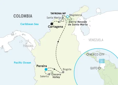 Colombia Walking & Hiking Tour map