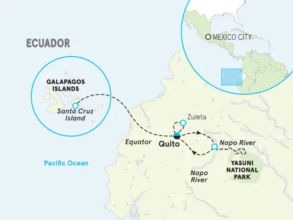 Galapagos, Andes & Amazon River Cruise Family Walking and Hiking Tour map