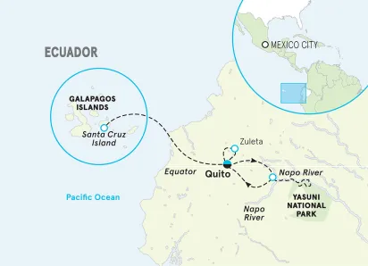 Galapagos, Andes & Amazon River Cruise Walking & Hiking Tour map