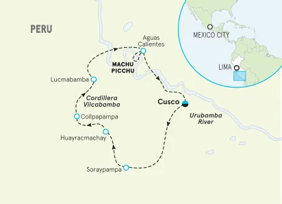 Peru Lodge-to-Lodge Trekking Tour map