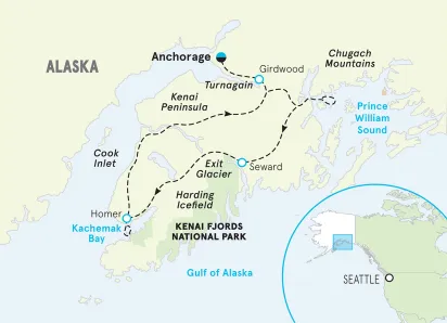 Alaska Kenai Family Multi-Adventure Tour map