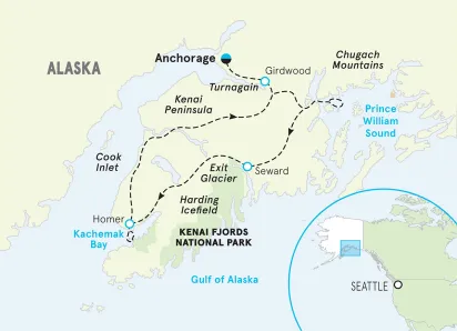 Alaska Kenai Family Multi-Adventure Tour map